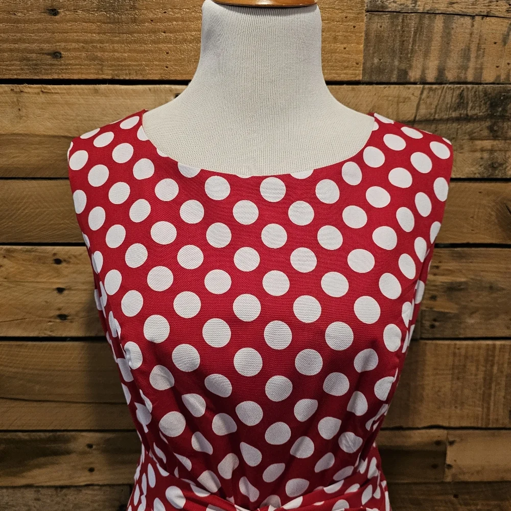 Hanpceirs Retro Red & White Polka Dot Fit & Flare Dress size XL - Picture 5 of 9